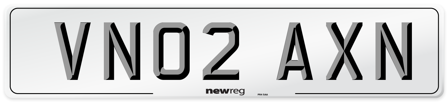 VN02 AXN Number Plate from New Reg